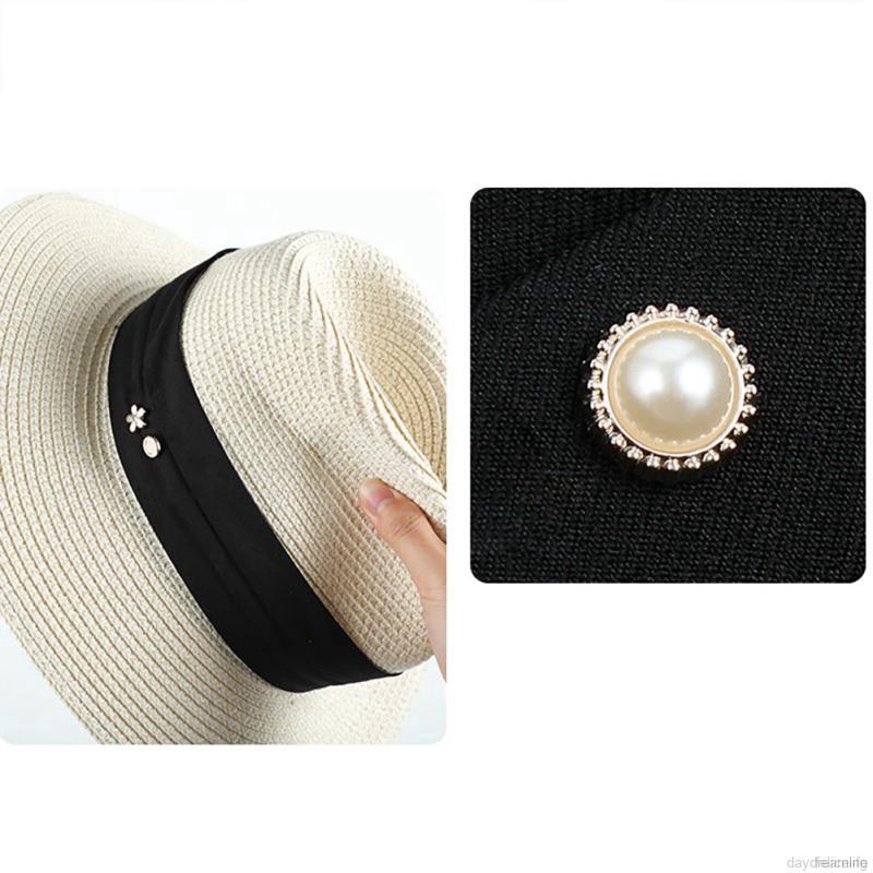 Bộ 10 ghim cài áo hình tròn/hoa/nơ đính ngọc trai kiểu Hàn Quốc