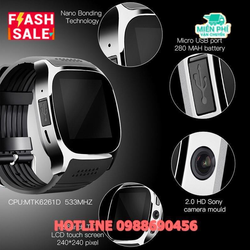 Đồng hồ đeo tay thông minh T8 màn hình cảm ứng 1.54&quot; hỗ trợ chức năng Bluetooth chất lượng cao