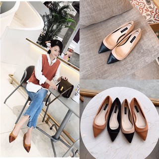 Giày bệt mũi nhọn mix màu
