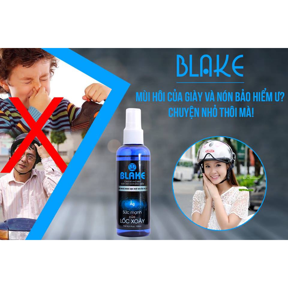 Khử mùi hôi nón bảo hiểm BLAKE (100mL), diệt khuẩn 99%, an toàn sức khỏe