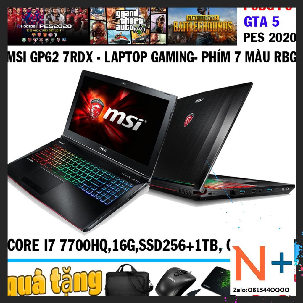 MSI GP62 7RDX CORE I7 7700HQ, VGA GTX 1050TI, bh 24th