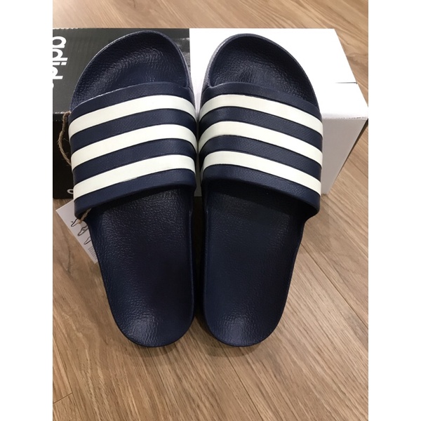 CHÍNH HÃNG - Dép Adidas đúc nguyên khối siêu nhẹ, dép quai ngang nam nữ chính hãng FULL BOX TAG màu xanh sọc trắng