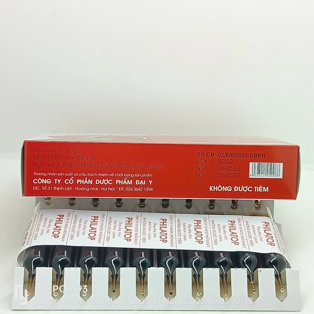 Philatop đạm ống hộp 20 ống thuỷ tinh