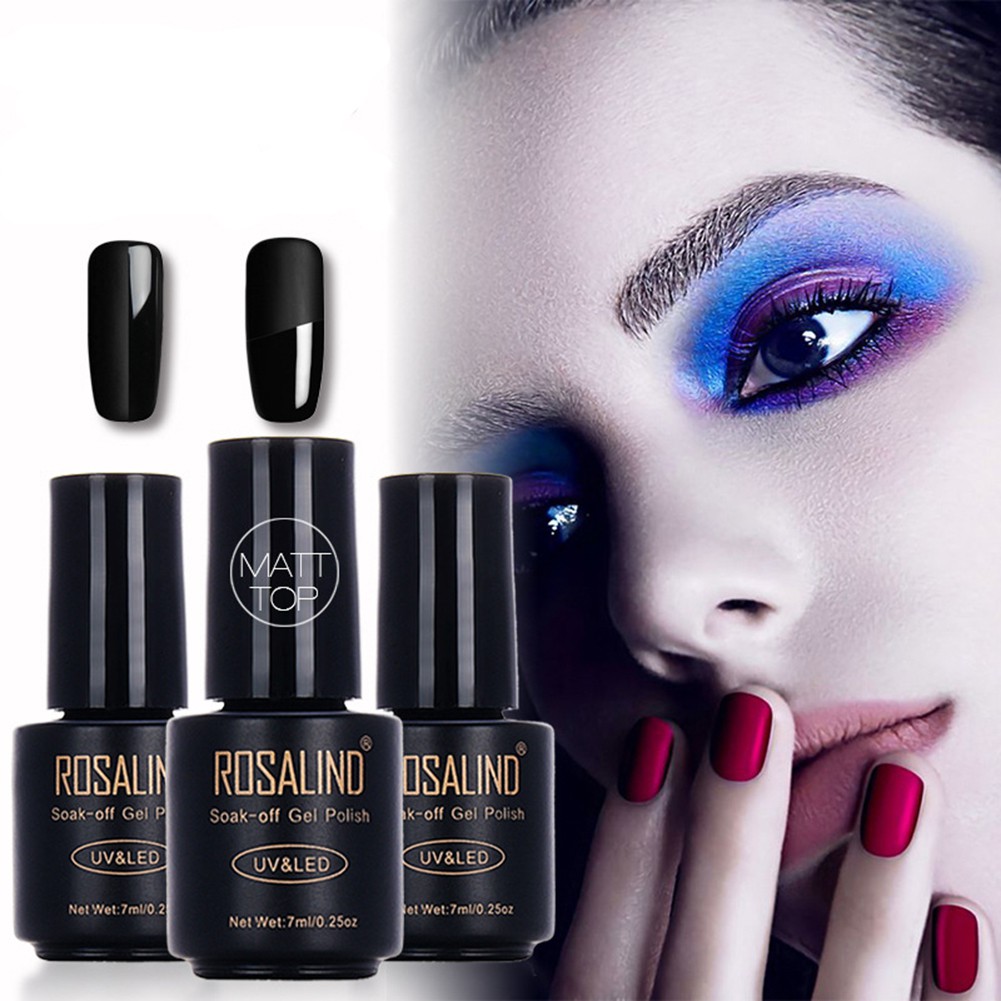 [Hàng mới về] Sơn móng tay nghệ thuật dạng gel mềm ROSALIND 7ml màu lì mặt nhám sấy khô bằng đèn UV LED