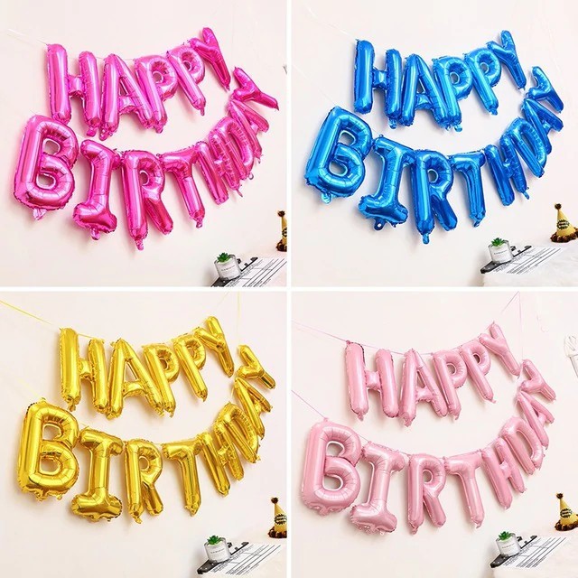 Bóng Chữ Happy Birthday Nhiều Màu