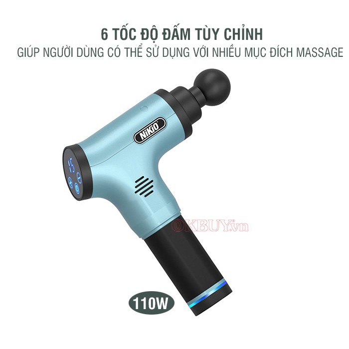 Súng massage cầm tay điều trị đau nhức căng cơ chính hãng NIKIO NK-172 - Xanh ngọc