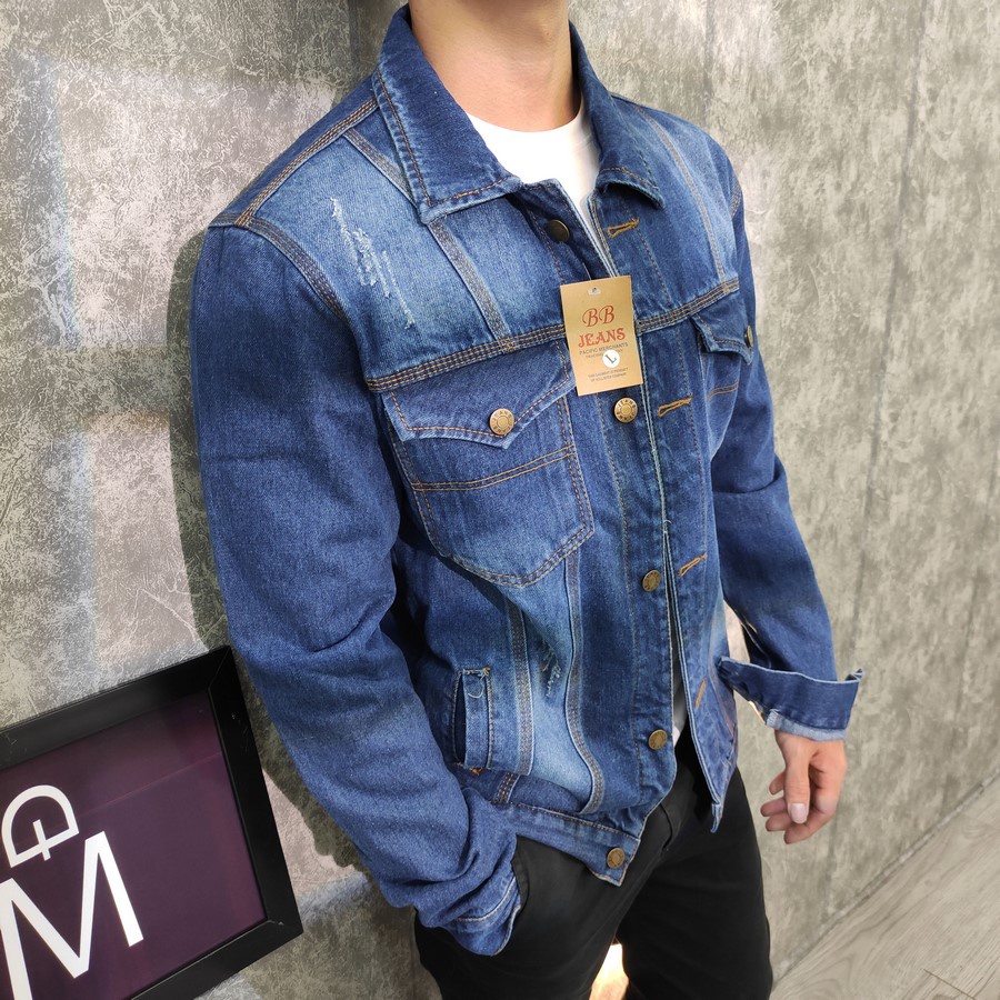 Áo khoác jeans nam Inichi A85 màu xanh vải tốt