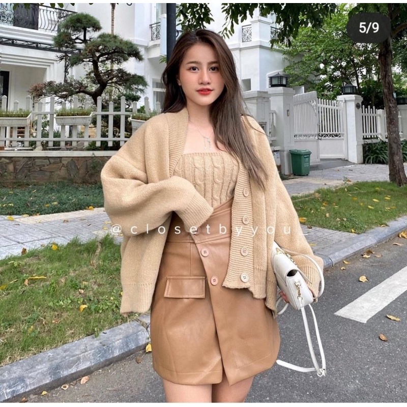 Set áo khoác len + áo quây free size | BigBuy360 - bigbuy360.vn