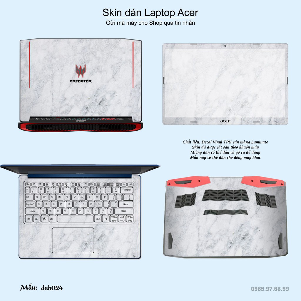 Skin dán Laptop Acer in hình vân đá (inbox mã máy cho Shop)