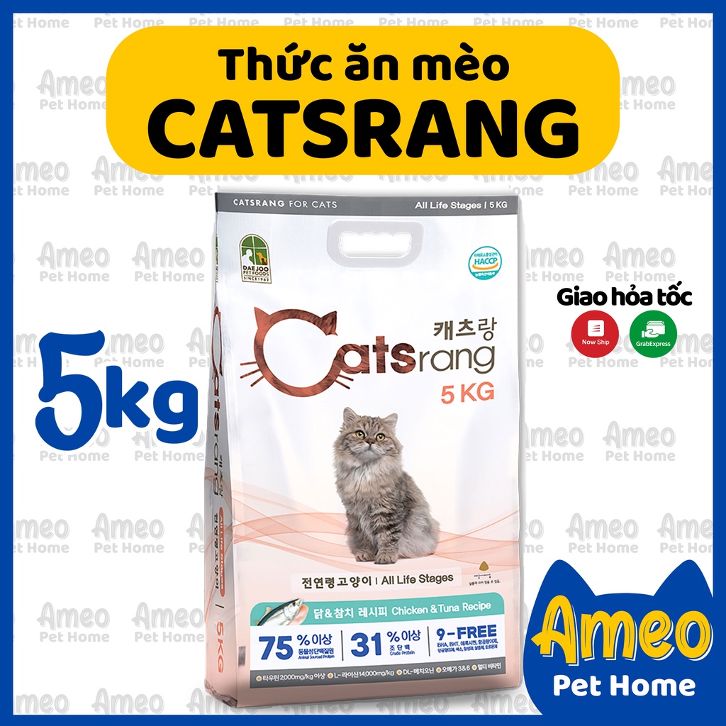 [Mã PET50 giảm 10% - tối đa 50K đơn 250K] Thức ăn mèo Catsrang 5kg - Hạt mèo Hàn Quốc Catrang bao lớn 5kg date mới