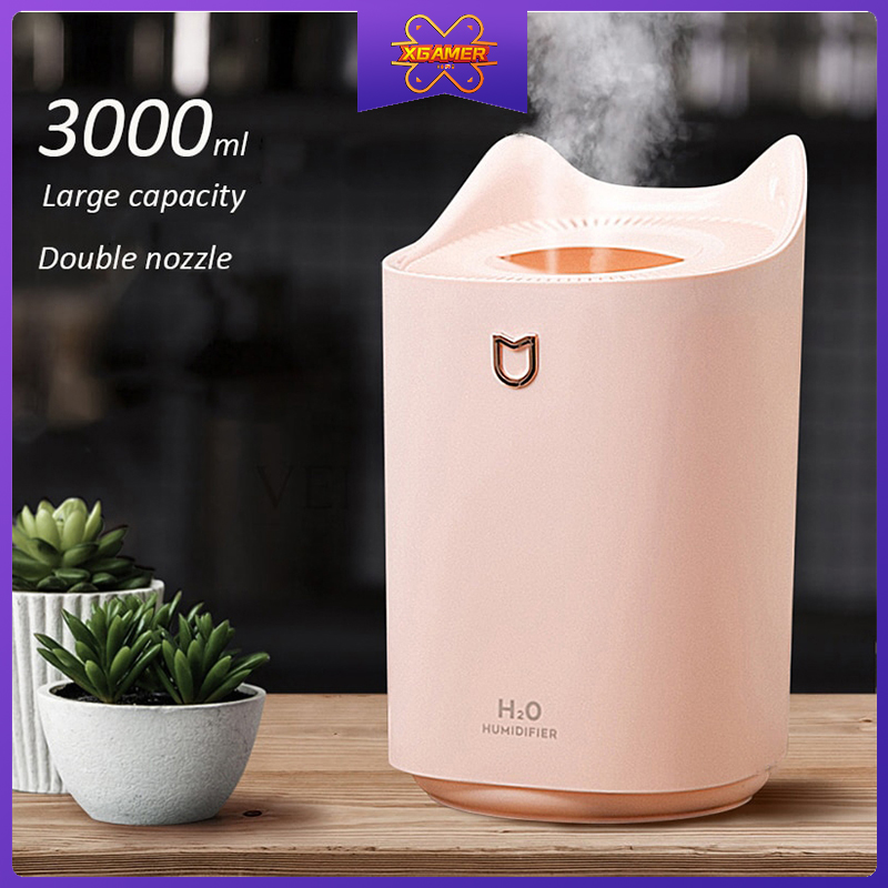 XGamer Home Air Humidifier 3000ML Double Nozzle Cool Mist Aroma Diffuser with Coloful LED light Heavy fog Ultrasonic USB Humidificador