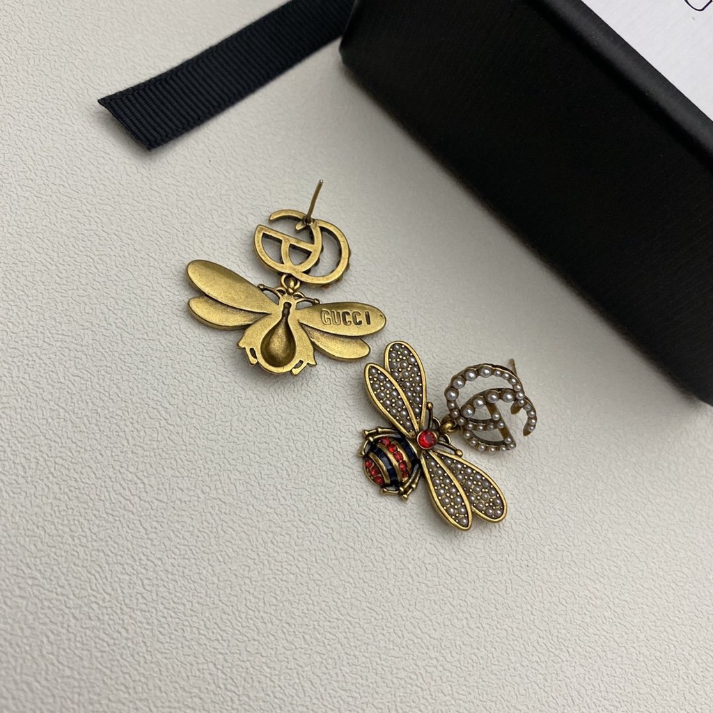 Bông Tai Gucci Bằng Thép Titan Hình Logo GG Đôi Thời Trang Cho Nữ