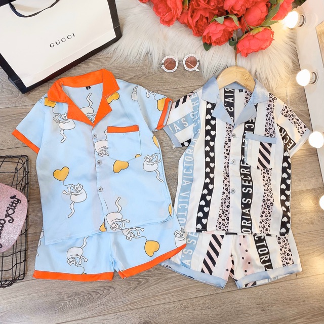 Bộ lụa bé trai gái size đại
