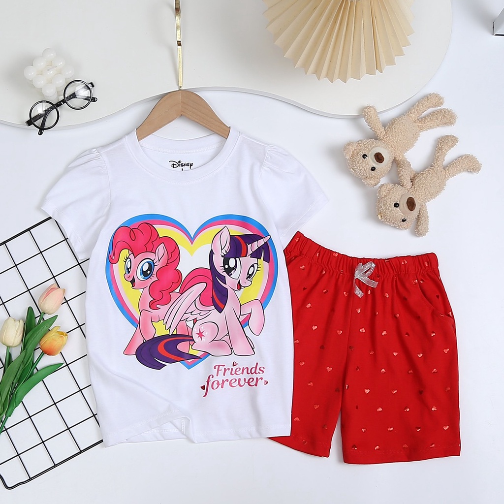 Bộ thun ngắn xuất dư Disnep họa tiết cho bé gái bé gái 15-45kg