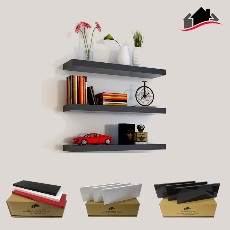 [XẢ LỖ] kệ treo tường thanh ngang Bộ 3 thanh 40cm sâu 13cm Gỗ lõi xanh chống ẩm cao cấp