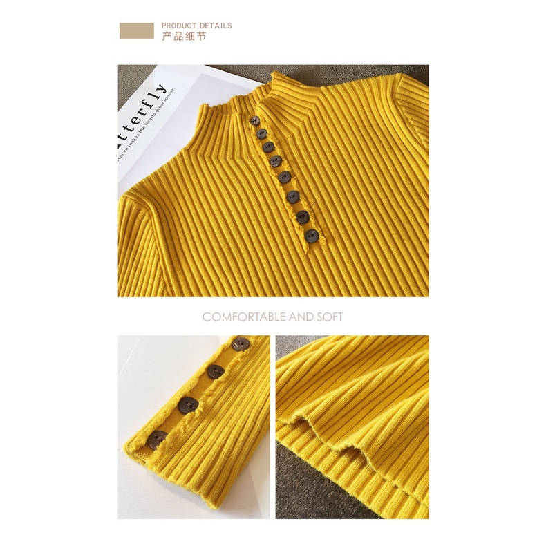 Áo Sweater Cổ Lọ Dáng Ôm Phong Cách Hàn Quốc Thời Trang Thu Đông Mới Cho Nữ