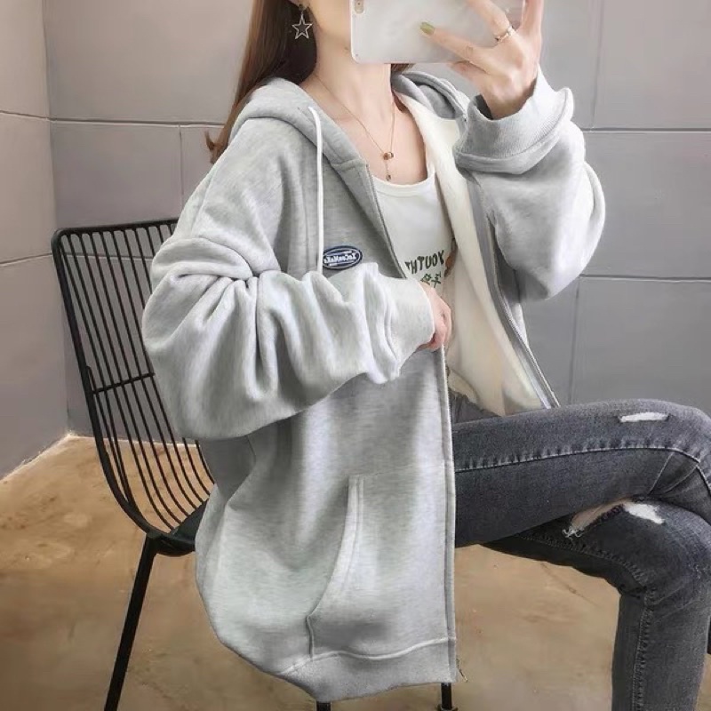 Áo khoác hoodie nữ thời trang phong cách thêu họa tiết