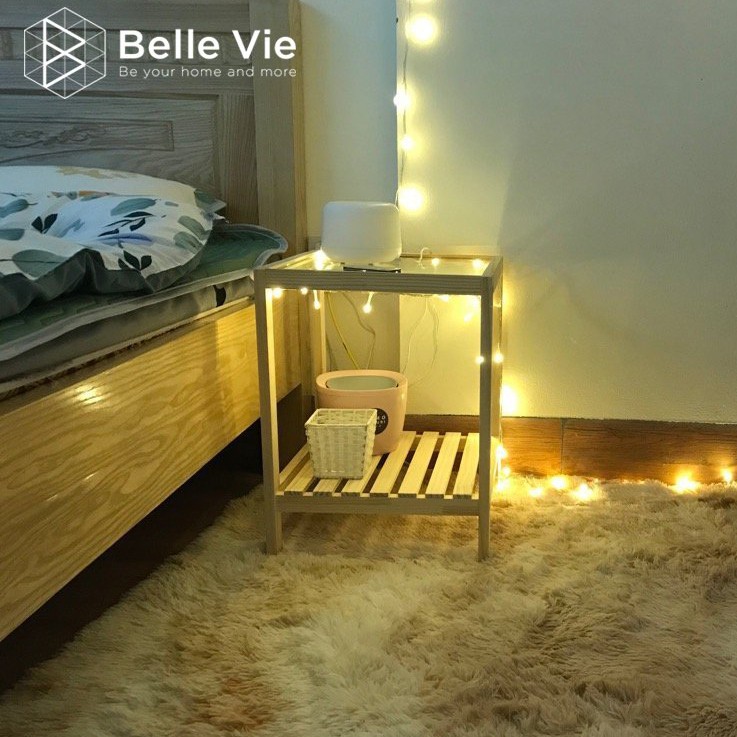 Kệ Đầu Giường Mặt Kính, Tủ Đầu Giường Gỗ Decor BelleVie Lắp Ráp Đơn Giản | BigBuy360 - bigbuy360.vn