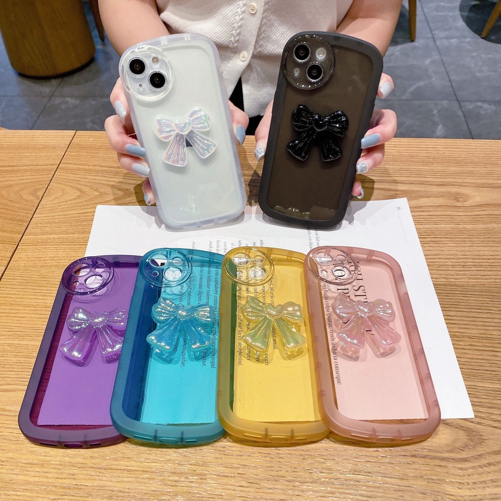Bownot Casing Samsung Galaxy A51 A20 A30 A20S A7 J6 Plus 2018 J7 Pro J2 Prime Laser Bow Multicolor Clear Soft Phone Case Round Edge Airbag Anti-fall Protection Full Back Cover NKS 04