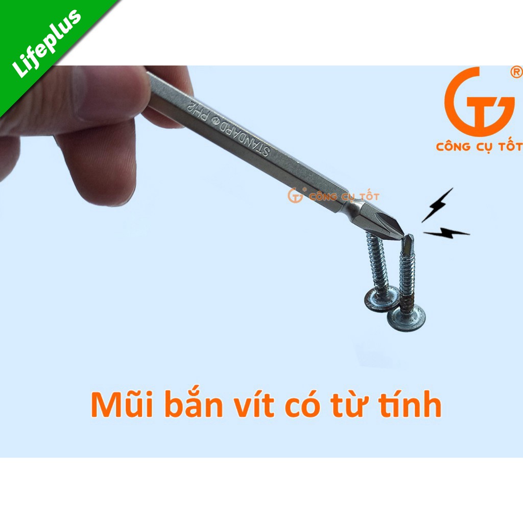 Mũi bắn vít 2 đầu bake thép S2 si trắng Standard Đài Loan dài 100mm