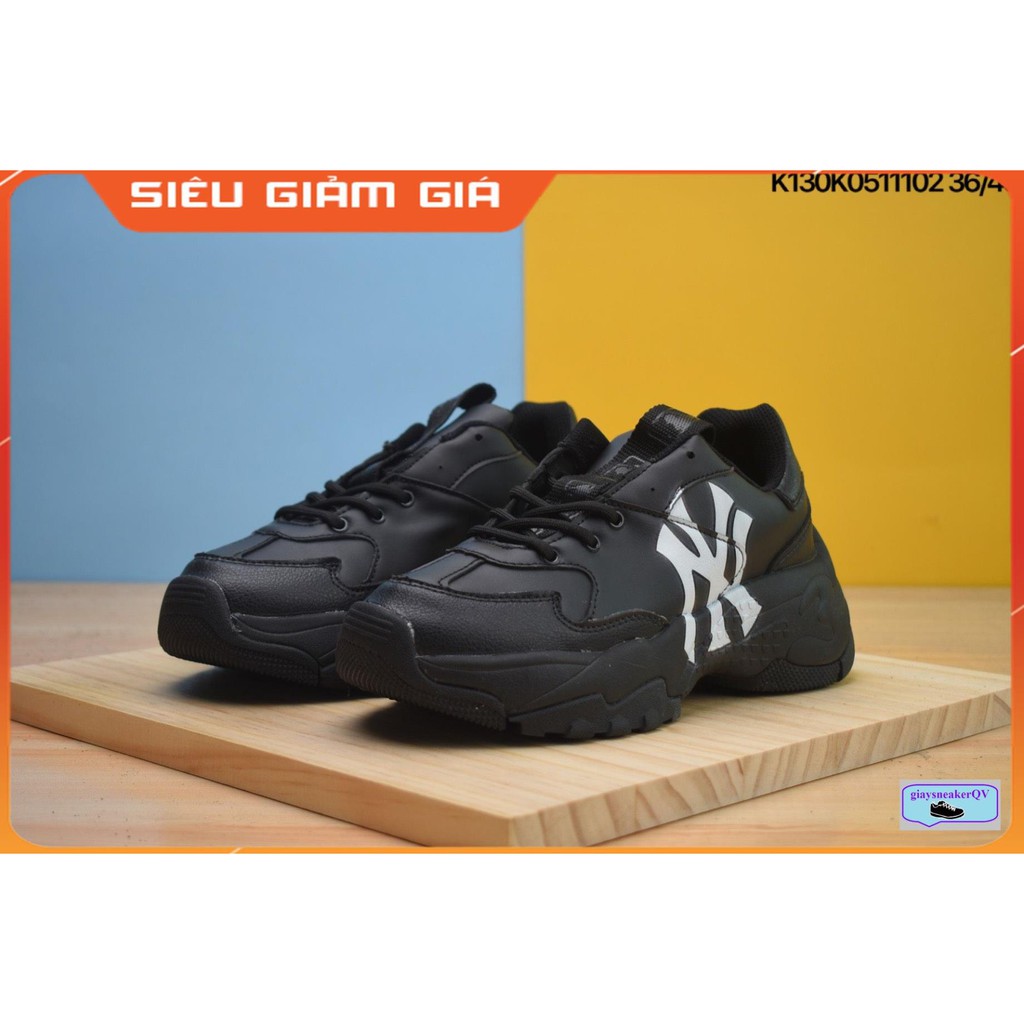 Giày thể thao MLB NY đen full mẫu hot, giầy MLB nam nữ bản in siêu nét chuẩn 11 màu đen