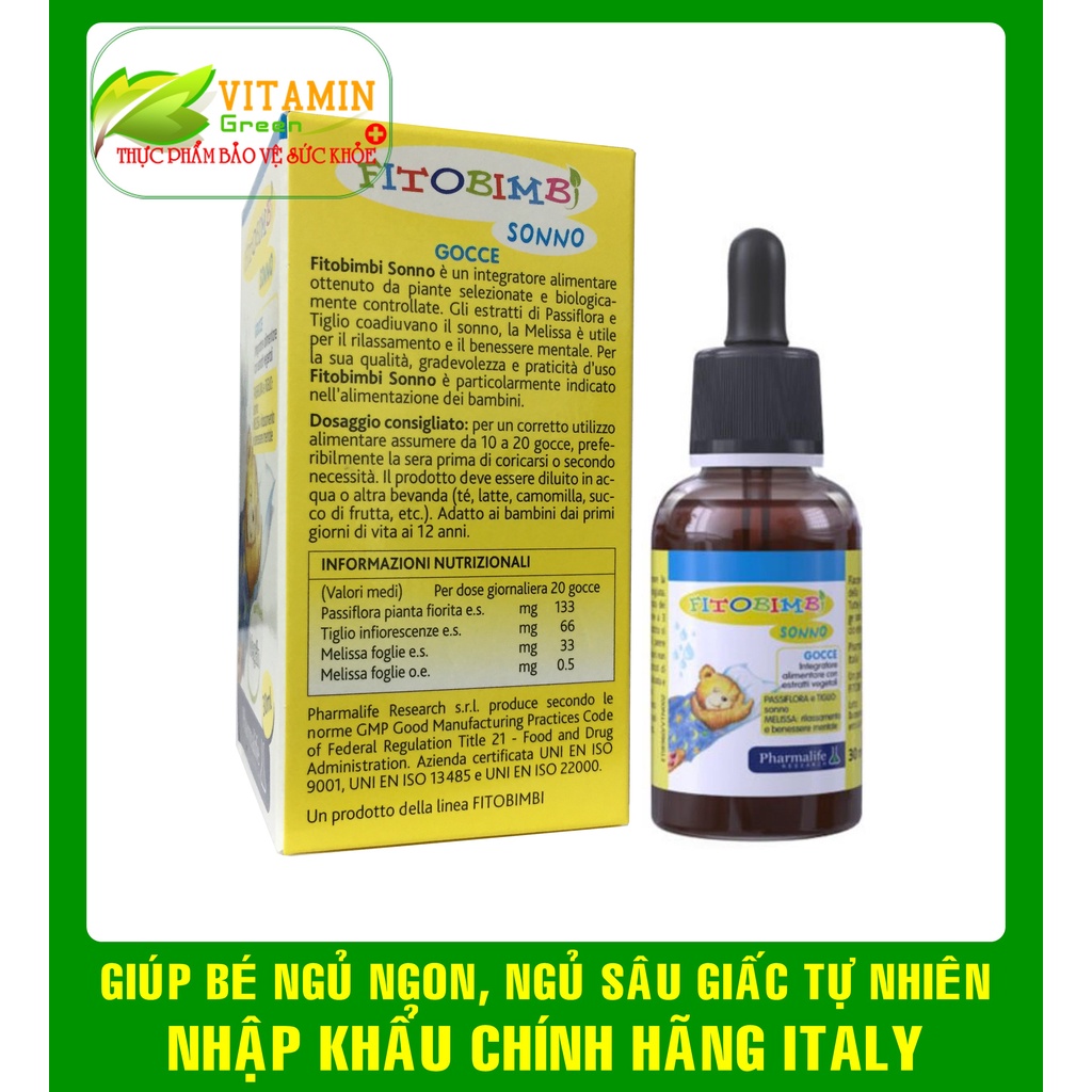 FITOBIMBI SONNO GIÚP BÉ NGỦ NGON, NGỦ SÂU GIẤC | NHẬP KHẨU CHÍNH HÃNG ITALY