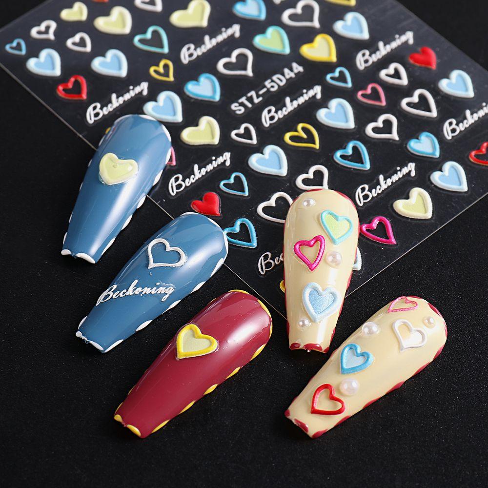 Miếng Dán Trang Trí Móng Tay Họa Tiết Bướm Trái Tim Dập Nổi 5D ME