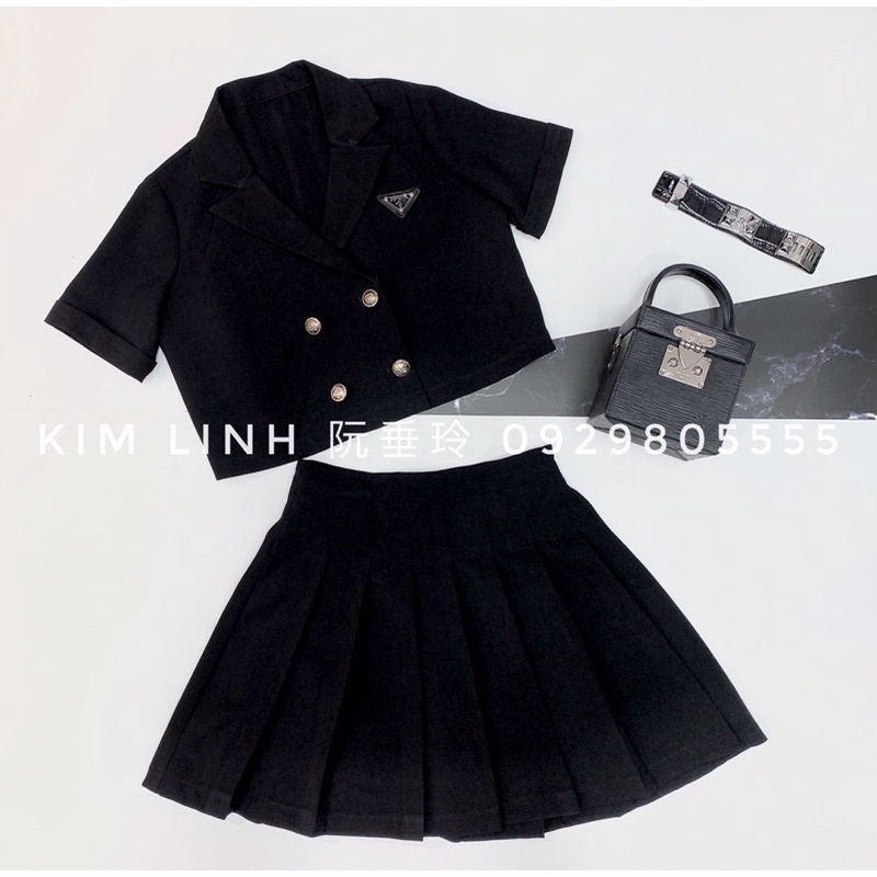 Set Tag Prad* Đen Cộc Tay TKCC - Kim Linh Shop