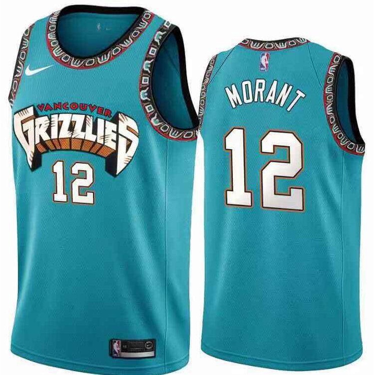 Áo Thun Thể Thao Màu Xanh Lá Cây Thêu Số 12 Vancouver Grizzlies NBA 2021 2021 Dành Cho Nam