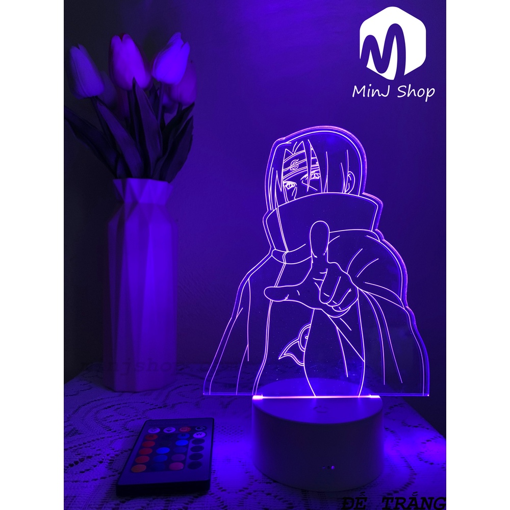 Đèn Ngủ Mica 3D Uchiha Itachi | MinJ Shop | Đèn Ngủ 3D Led | 16 Màu + Remote