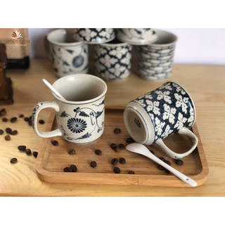 Cốc Cà Phê Latte Men Rạn Vẽ Tay Thủ Công