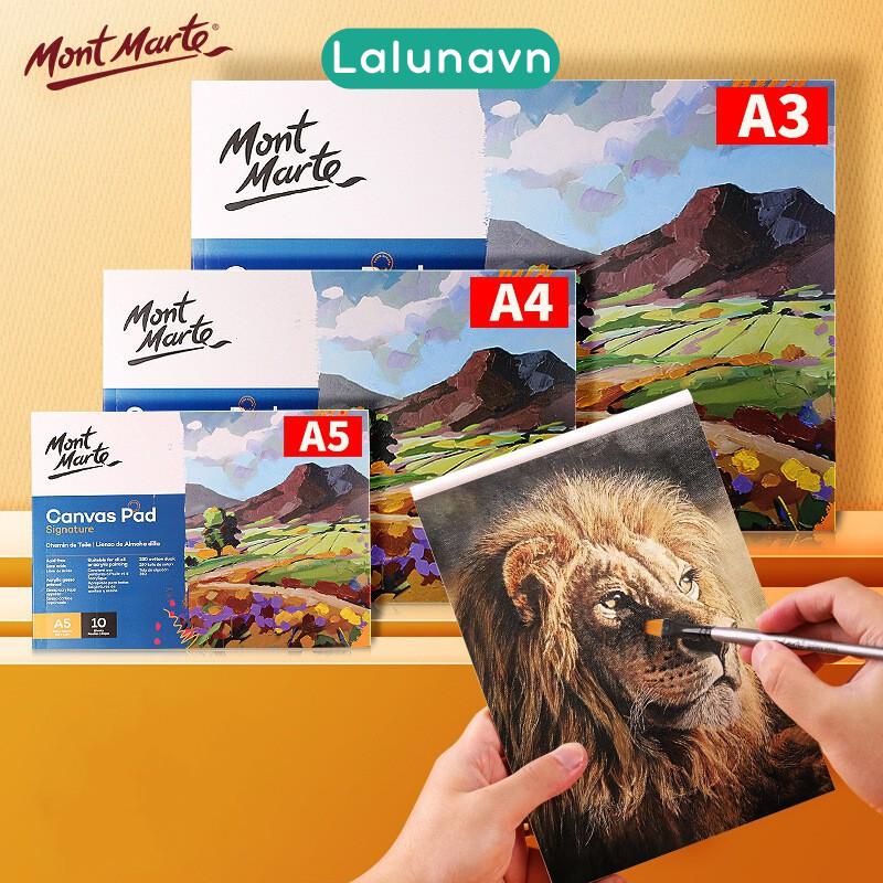Toan dạng sổ Canvas Pad Mont marte size lớn A3-A4-A5 vẽ tranh acrylic sơn dầu Lalunavn - B13