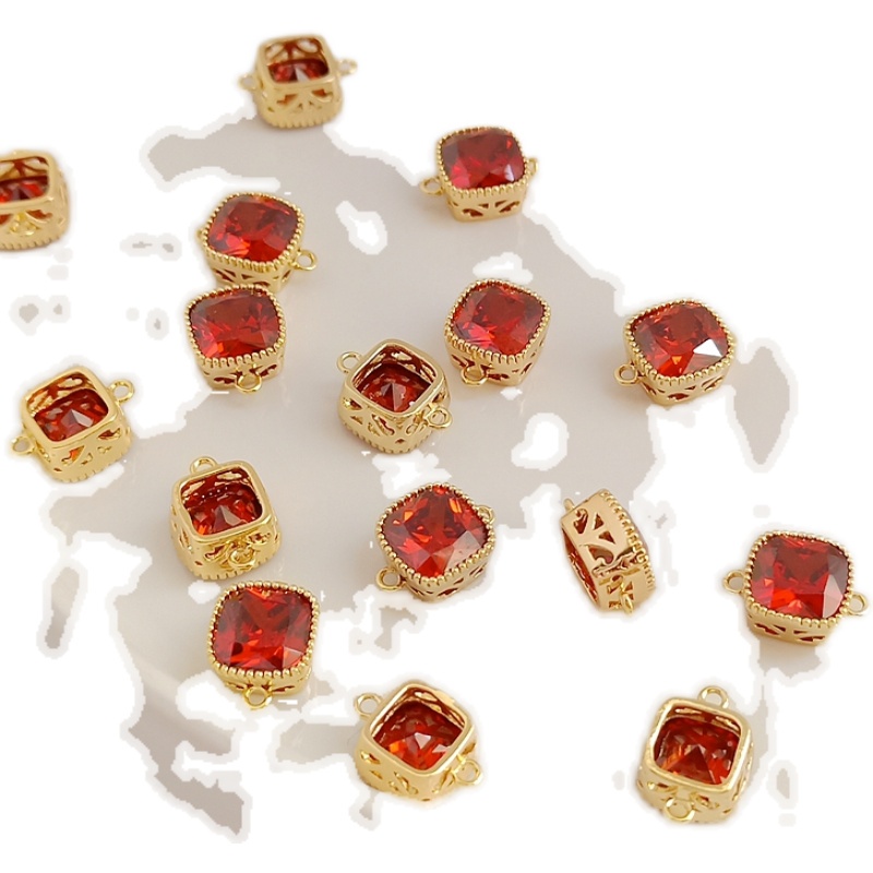 Mặt dây chuyền bằng đồng mạ vàng 14k hình chim bồ câu đính đá Zircon đỏ thời trang diy