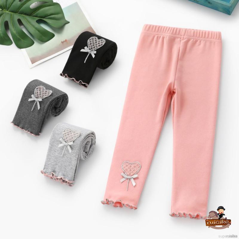 Quần Legging Cotton Đính Nơ Cho Bé Gái Từ 1-8 Tuổi