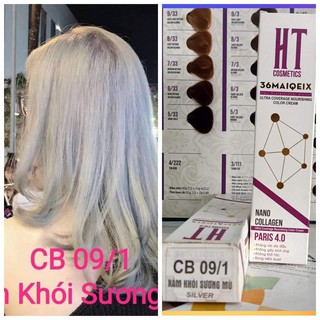 KEm nhuộm dưỡng tóc màu CB XÁM KHÓI SƯƠNG MÙ HT, giúp tóc lên màu đẹp, mềm mượt + tặng kèm oxy trợ nhuộm và bao tay