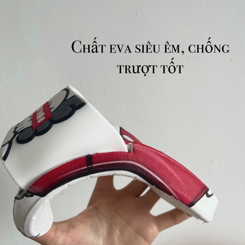 Dép quai ngang supreme nam nữ chất liệu eva, họa tiết in nổi, đế chống trơn trượt D182