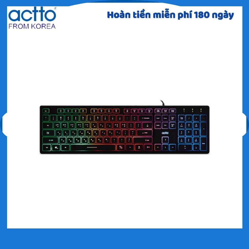 Bàn phím văn phòng đèn LED 7 màu - LED Keyboard Actto KBD-42 HÀNG NỘI ĐỊA HÀN QUỐC CHÍNH HÃNG