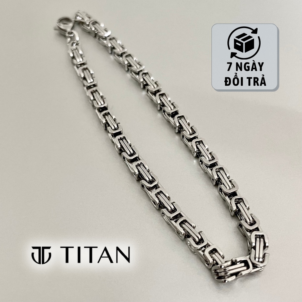 Vòng tay nam sợi xích đan, lắc tay unisex thời trang cá tính hiphop màu bạc 925 không gỉ Titan Shop