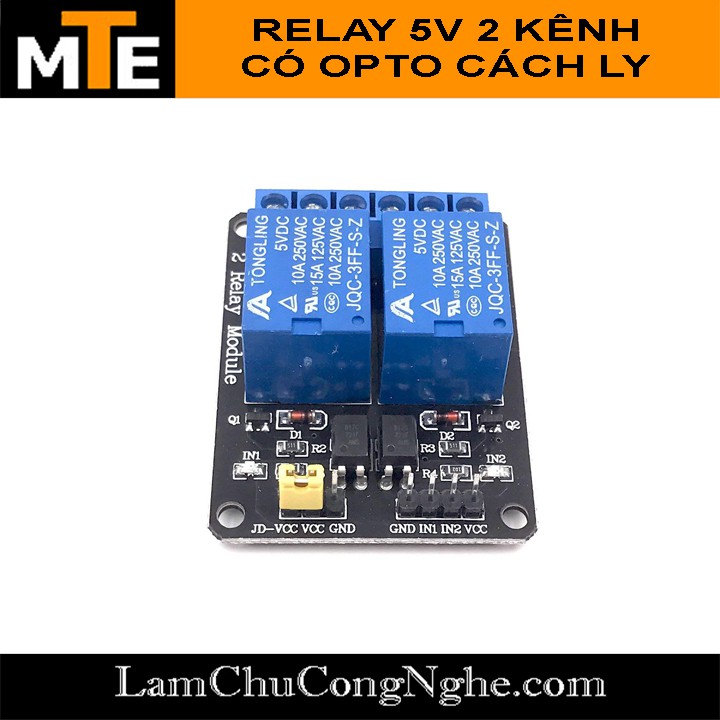 Module 2 relay kênh với opto cách ly 5V đóng cắt thiết bị điện 10A