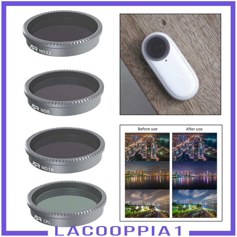 [LACOOPPIA1]4 Pieces Lens Filters ND8 ND16 ND32 ND64 Replaces for Insta360 GO 2 Premium