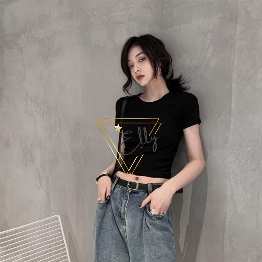 [CÁ TÍNH] Áo croptop nữ trơn cộc tay chất zip cotton