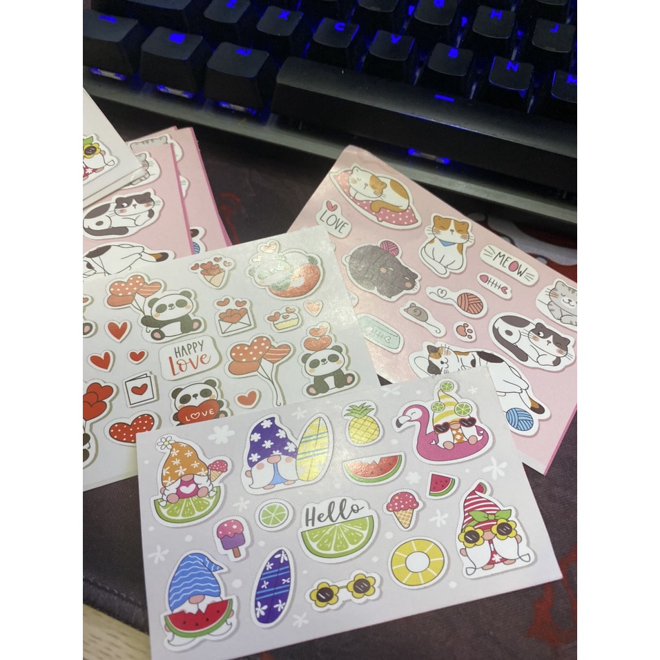 Set Sticker dán trang trí điện thoại, latop,  vali, xe ga