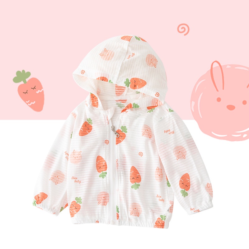 Áo khoác chống nắng LuckyCandy bằng cotton mỏng thoáng khí in họa tiết hoạt hình thời trang mùa hè dành cho trẻ em