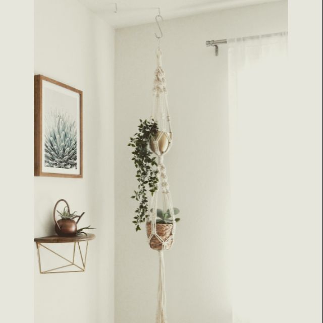 Dây treo chậu macrame treo hai chậu
