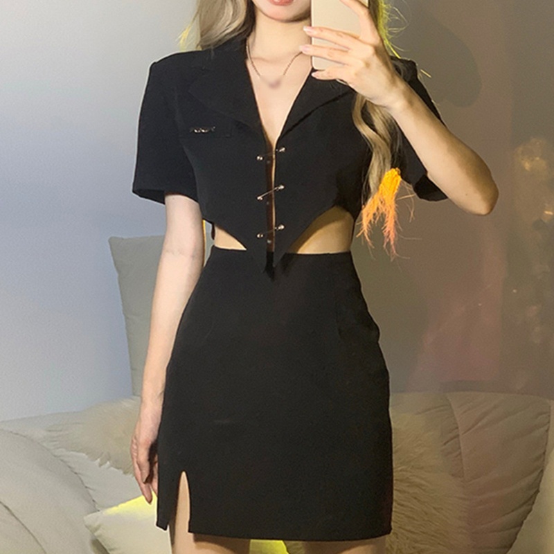 Đầm khoét cổ chữ v Màu Trơn Thời Trang Mùa Hè Quyến Rũ Cho Nữ