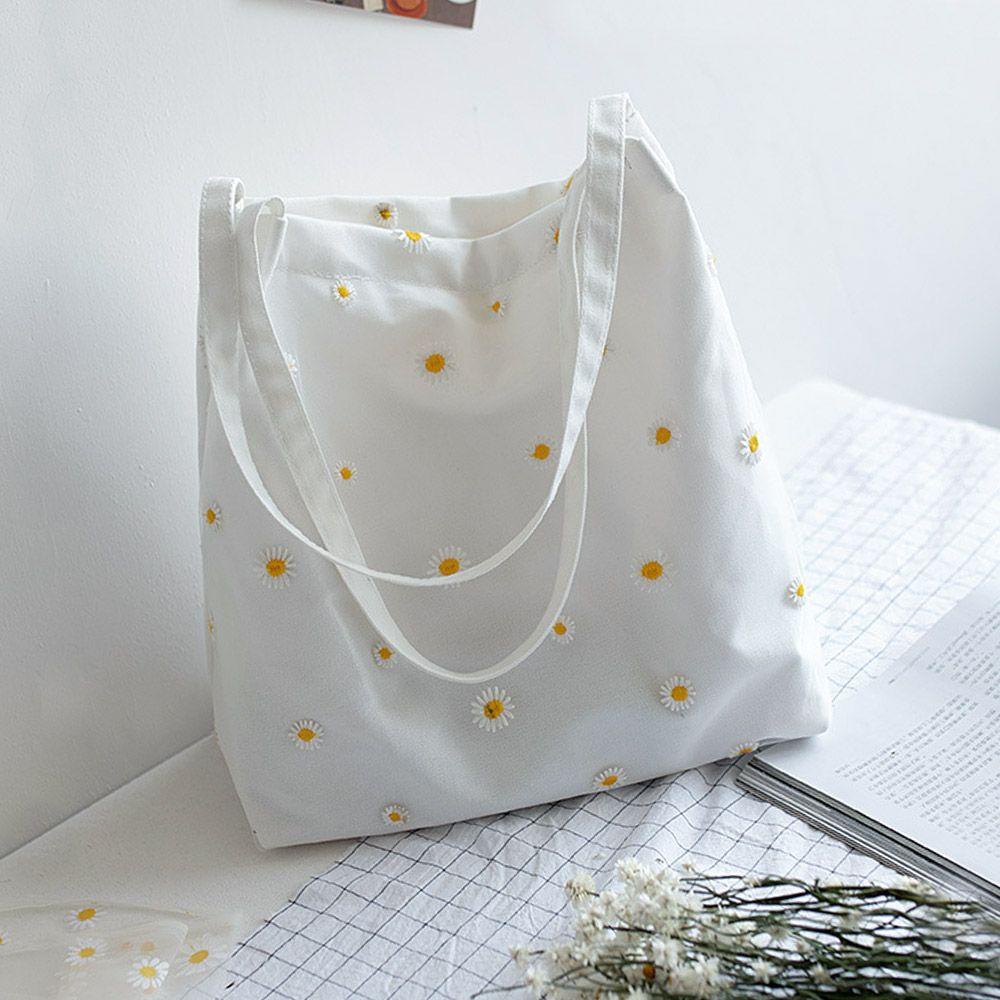 KENT1 Túi Lưới Thêu Hoa Cúc Xinh Xắn Cho Nữ