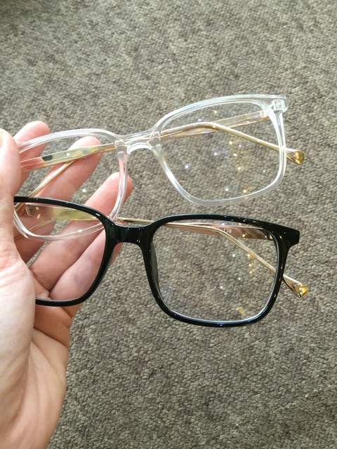 Kính Trong Suốt mắt vuông bé- gọng kim loại