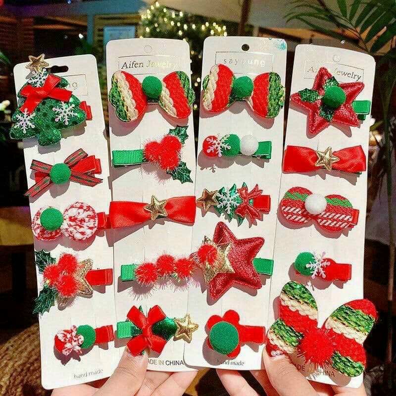 Set 5 kẹp mái Noel siêu dễ thương cho bé gái nhiều mẫu
