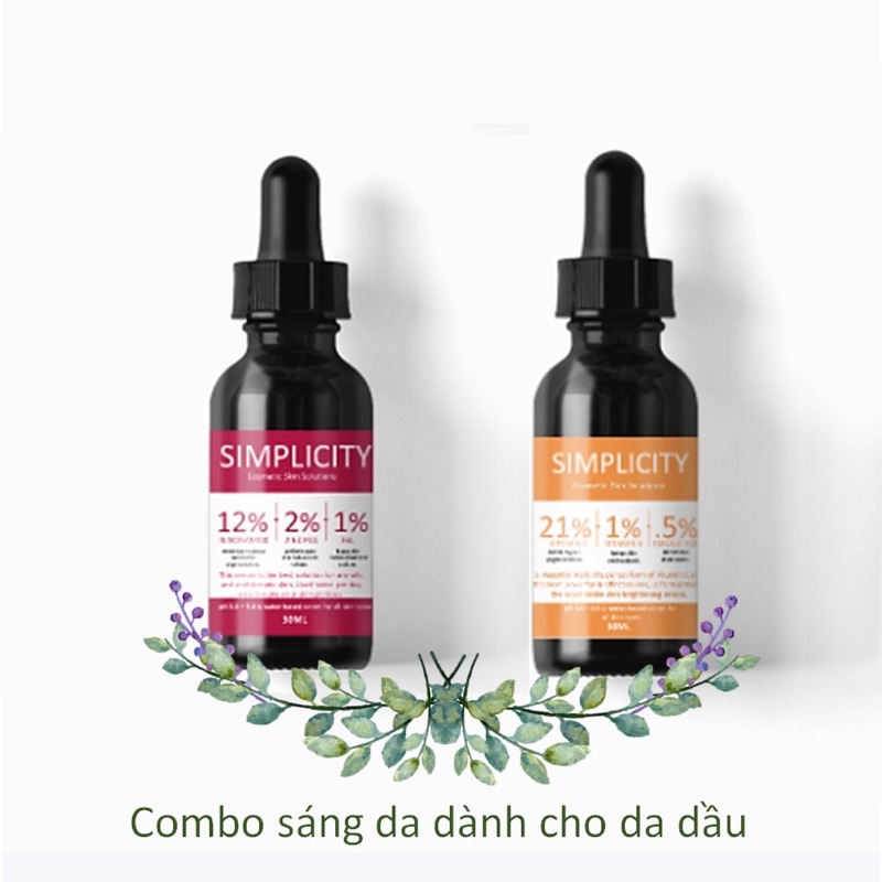 Tinh chất trắng da se khít và kiềm dầu Simplicity 12% Niacinamide 2% Zinc PCA