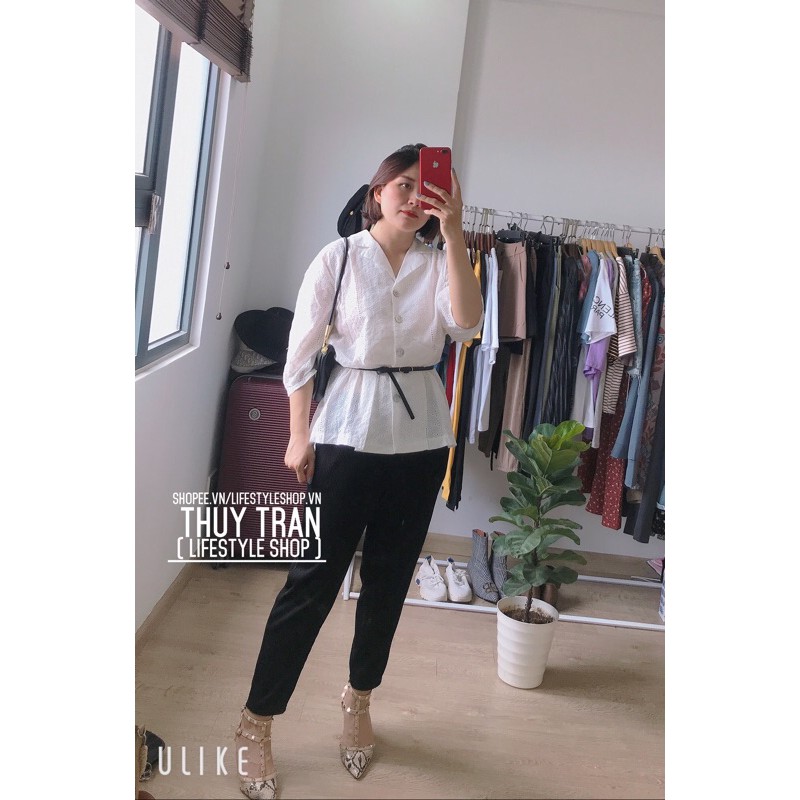 Quần baggy nữ Quảng Châu thun gân tăm dáng lửng trẻ trung phong cách đủ size S M L